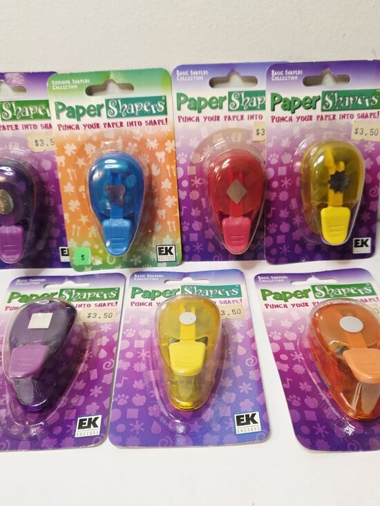 7 Paper Shapers Craft DIY Punches EK Success Sun Tooth Dimond Square Circles - Picture 1 of 5